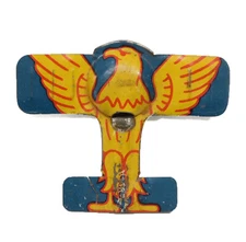 1940 CRACKER JACK PRIZE TIN AIRPLANE WHISTLE BALD EAGLE PLANE