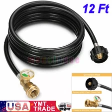 12FT Propane Extension Hose with Gauge for Propane Tank for Most Propane Applian