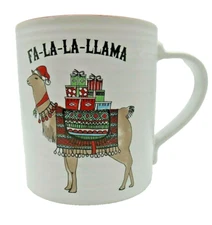 Christmas Llama Coffee Tea Mug Red Interior Fa La La Llama EUC