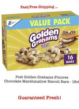 Golden Grahams Breakfast Cereal Treat Bars, S'Mores, Snack Bars, 16 Count Carton