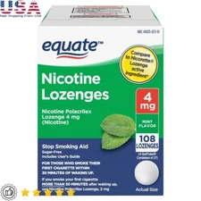 4mg Nicotine Lozenges Mint Flavor 108 Count Stop Smoking Aid Sugar Free Uncoated