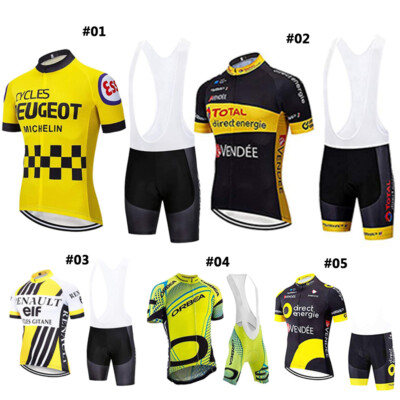 Herren Radtrikot Set Gelb Team Kurzarm Fahrradtrikot Fahrradhose Suit Sommer