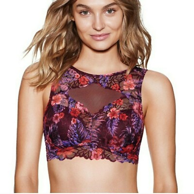 LACE HIGH NECK PUSH UP BRA BRALETTE MULTICOLORS Size L-DD