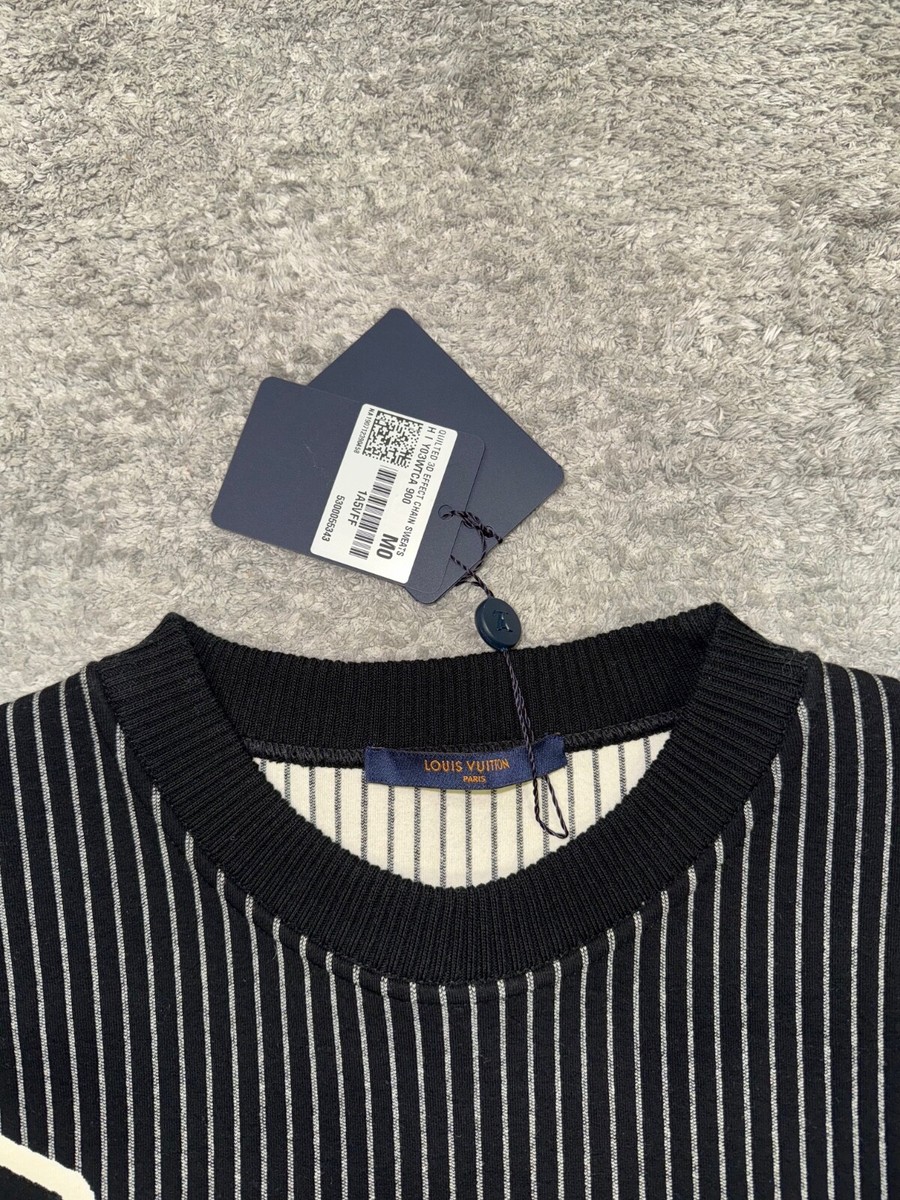 Louis Vuitton Quilted 3D Effect Chain Black White Crewneck