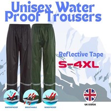 Unisex Plain Rain Trousers Mens Womens Lightweight Rainproof Windproof Pants UK