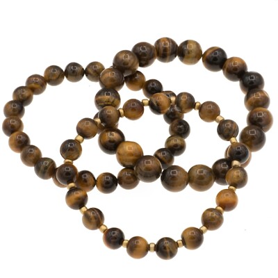 Armband mit Tigerauge Edelstein Perlen 8 mm 10 mm Durchmesser