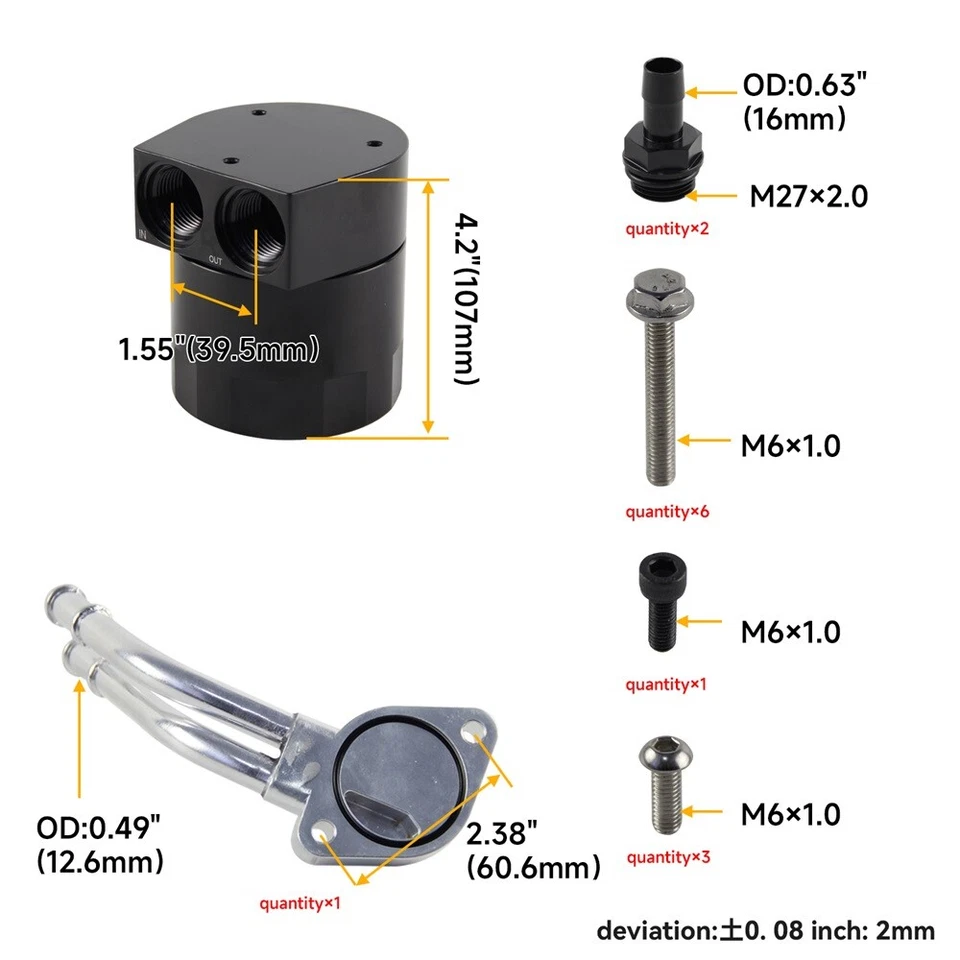 Baffled Oil Catch Can Fits For 2017+ Ford F-250 F-350 F-450 6.7L Powerstroke Foto 4 de 4