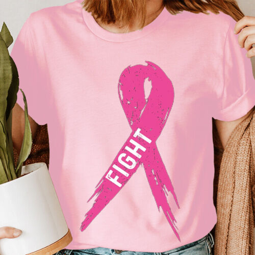 Pink Ribbon Fight Breast Cancer Awareness October 2023 Womens T-Shirt #BC - Picture 1 of 5