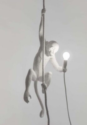 Seletti Indoor Ceiling Monkey Lamp - White.  Good Condition