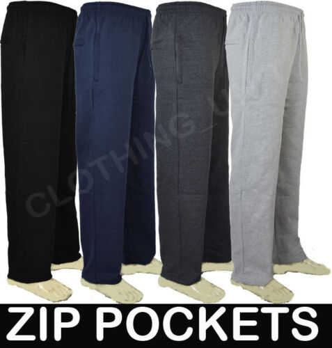 *FREE P&P** Mens Jogging Fleece Bottoms Joggers Casual Trousers Open Hem S-5XL - Picture 1 of 8