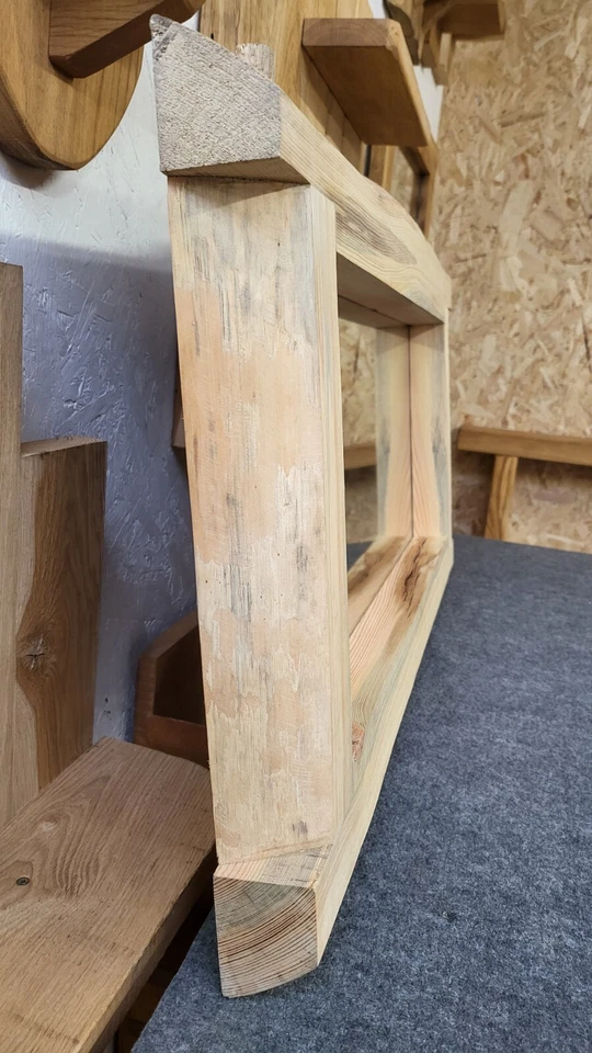 Rustic Live Edge Pine Framed Mirror | Vintage Mirror, Kiln Dried Pine - Image 3 of 4