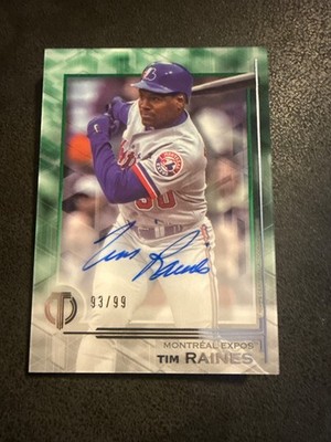 TIM RAINES 2019 Topps Tribute Auto 93/99 Green Thick Card