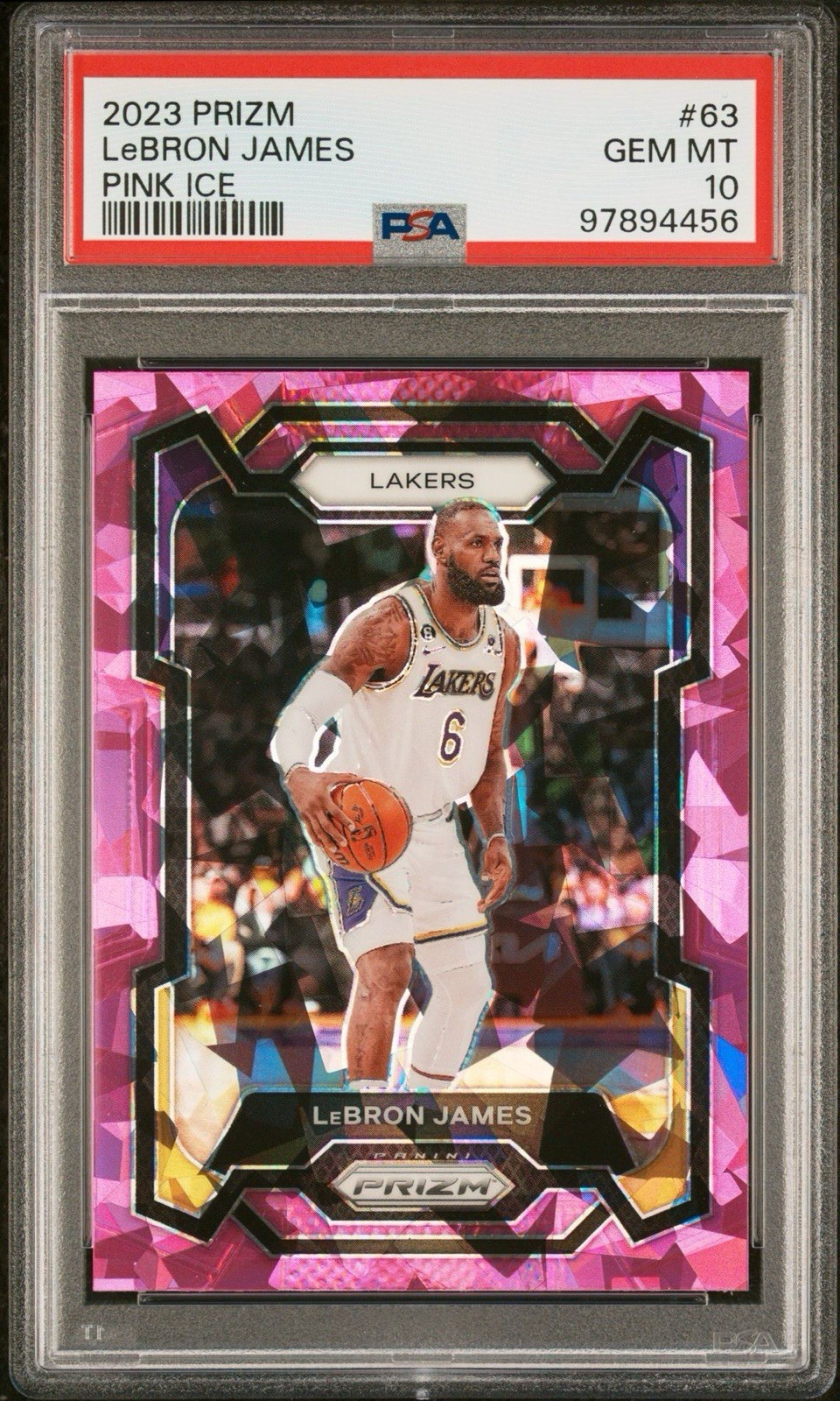 2023-24 Panini Prizm - Pink Ice Prizm #63 LeBron James PSA 10 Gem