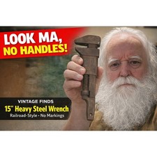 15" Heavy Steel Adjustable Wrench Vintage Industrial Tool