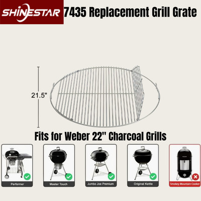 #7435 Hinged Grill Grate for Weber 22'' Charcoal Grill, Fits Kettle & Jumbo Joe