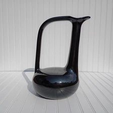 MCM Bird Pitcher Vase Black Glossy Ceramic Jaru Art Products Mid Century Vintage