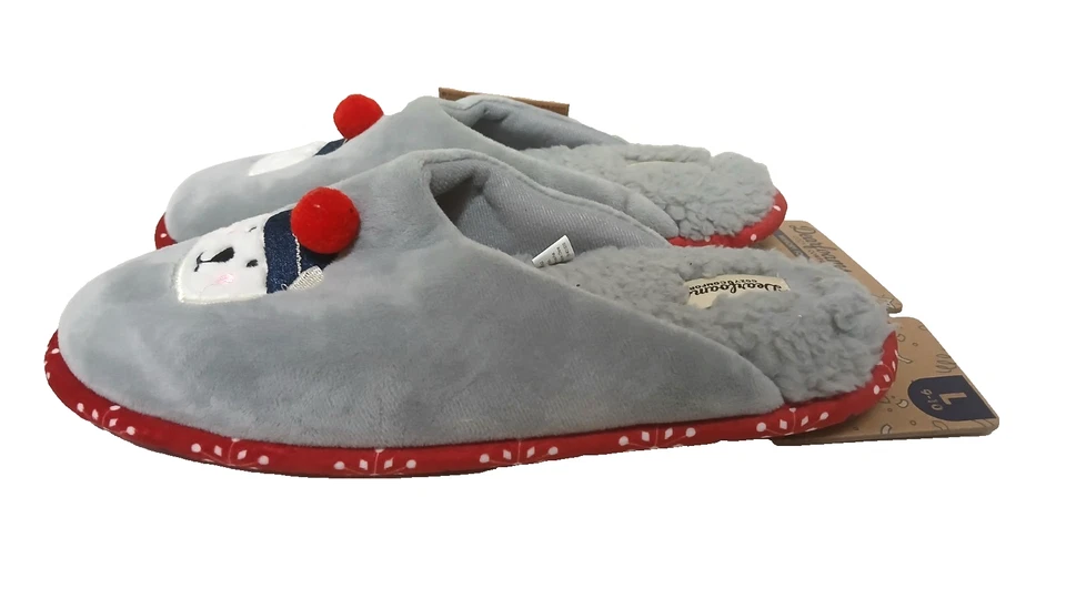 Zapatillas de vacaciones Dearfoams LRG 9-10 gris rojo oso polar acogedor polar espuma viscoelástica Foto 2 de 4