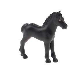 1x Lego Belville Animal Horse Foal Black Eyes White Brown Bordered 6193pb03