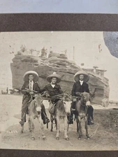 Antique 1890s MANITOU CO Paul Goerke Western Cabinet Photo Desert Donkeys Cowboy