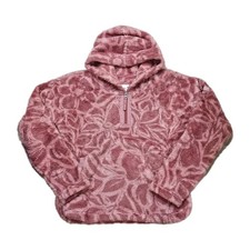New Abercrombie Kids Girl Cozy Pink Winter Sherpa Fleece 1/4 Zip Hoodie 15 16