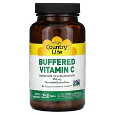 Country Life Buffered Vitamin C 500 mg 250 Tablets No Artificial Flavors,