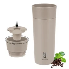 Travel Coffee Mug Spill Proof,Upgraded 12 Oz Travel Mug with 12 OZ Taupe