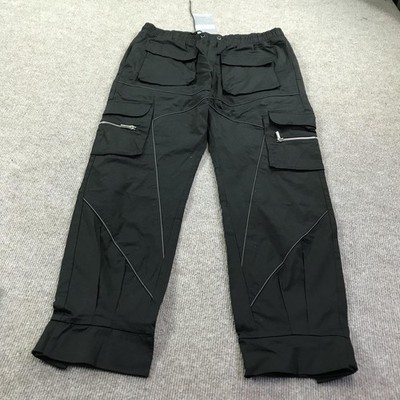 GVAPI Cargo Pants Mens 38 Black Techwear Drawstring Elastic Waist Zip Pockets