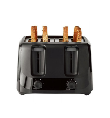 Mainstays 4 Slice Toaster Black with 6 Shade Settings and Removable Crumb Tray