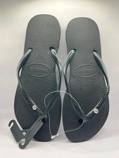 Black Flip Flop  Slim With Crystal Details Size 5