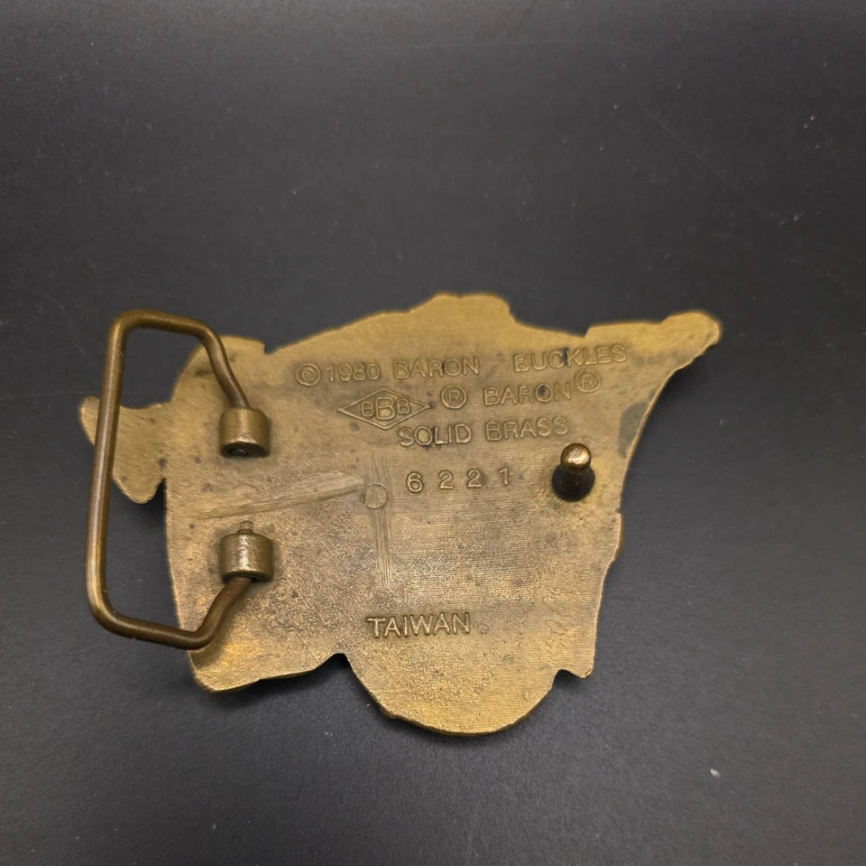 VTG 1980 SOLID BRASS BELT BUCKLE Guitar Saxophone Trumpet Musical Notes EUC Jazz - Image 2 of 4