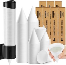 1400 Pcs 4 oz Snow Cone Cups Paper Thicken Disposable with 1 Cups Dispenser Pull