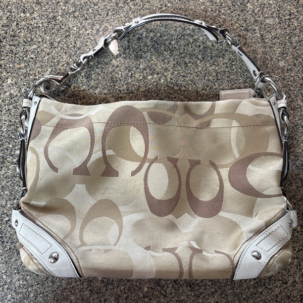 Coach Carly Hobo Bag Signature Jacquard Beige White Y2K