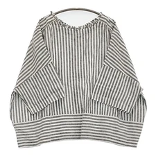 nest Robe UpcycleLino Striped Petite Frill 2-Way Shirt White black 5-0926S♪