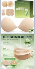 MSHalo Ultra Invisible Sticky Bra Push Up, Strapless Adhesive Bra D Cup, Beige