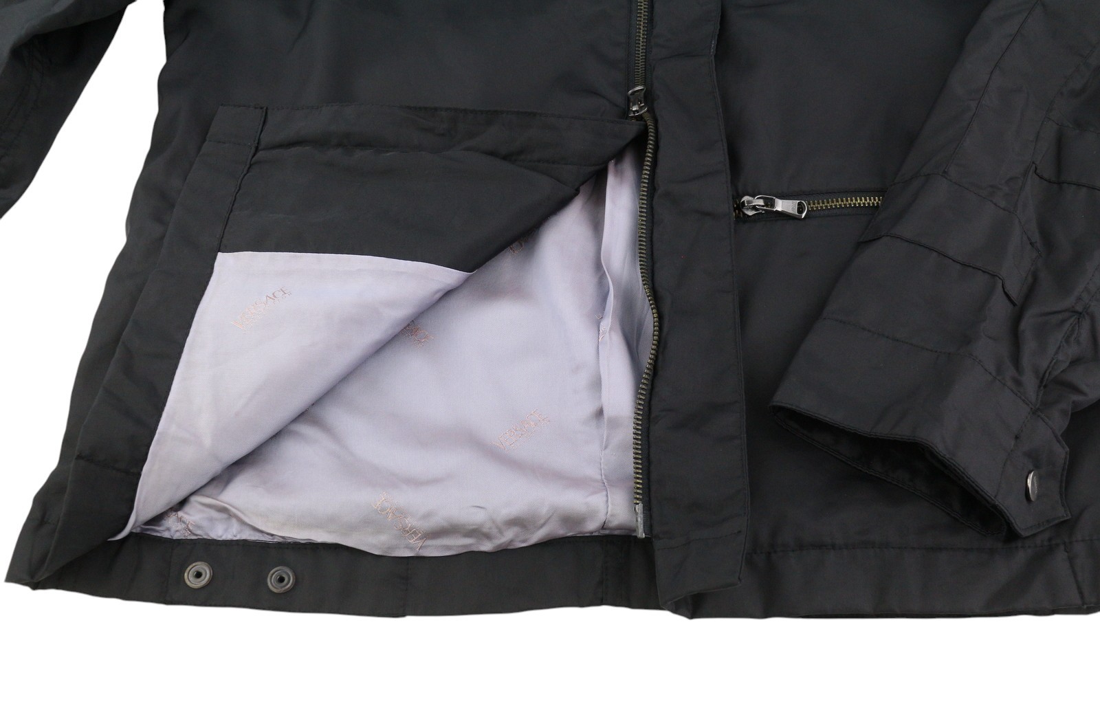 VERSACE Men Jacket 50 Black High Neck Lined Zip Pockets Lightweight thumbnail 6