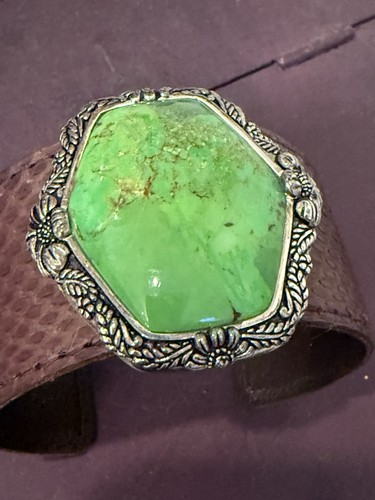 Brazalete BARSE Tailandia Correa Cuero Verde Turquesa Plata - Imagen 10 de 10