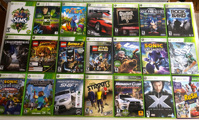Lot of 23 XBOX 360 Games - Rated Everyone + Teen Theme 18x CIB, Cases Have Wear.