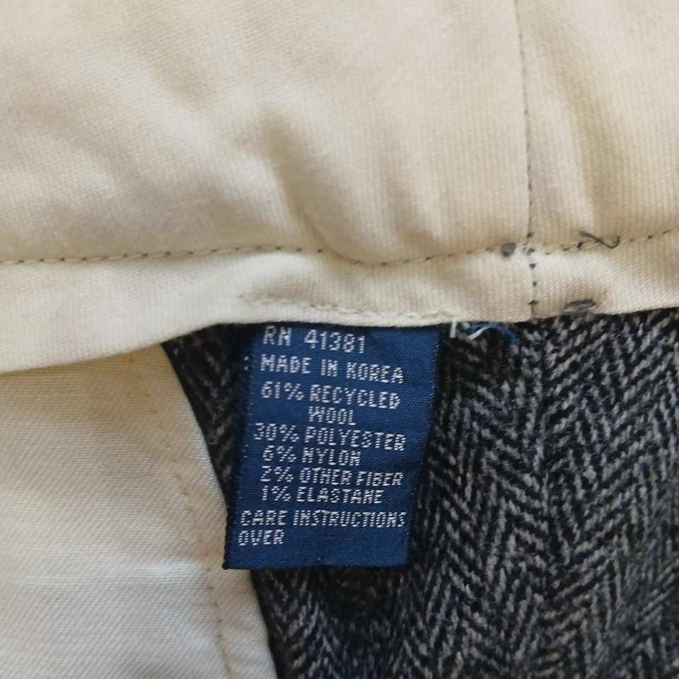 Pantalones Polo Ralph Lauren De Colección Para Hombre 34x26 (Dobladillo) Gris Lana Espiga Y2K Foto 3 de 4