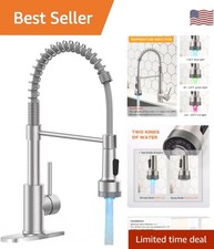 Temperature-Sensing LED Kitchen Faucet with Pull-Down Sprayer in Brushed Nickel