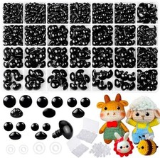 1000 Pcs 6-14mm Safety Eyes and Noses for Crocheting, Black Plastic Safety Eyes