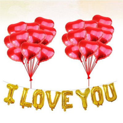  29 Pcs Ich Liebe Dich Ballon Herz Folienballon Ballondekoration Herzformballon