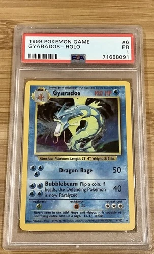 PSA 1 Gyarados Holo 1999 Pokemon Game Base Set 6/102 Pokemon Card