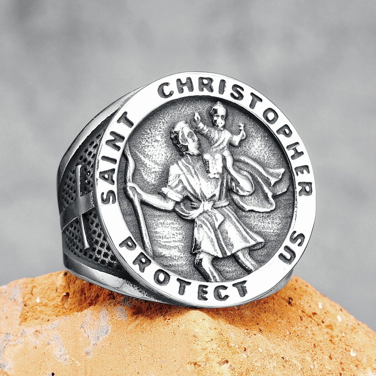 St Christopher High Quality Stainless Steel Men Patron Saint Cross