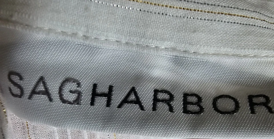 Camisa Top Blusa Sag Harbor Mujer Talla XL X Grande Blanca Plata Dorado Rayas Foto 2 de 4