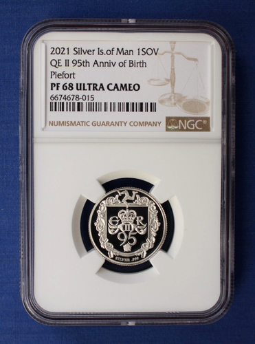 2021 Isle of Man Silver Piedfort Proof Sovereign coin NGC Graded PF68 with Case - Picture 2 of 5