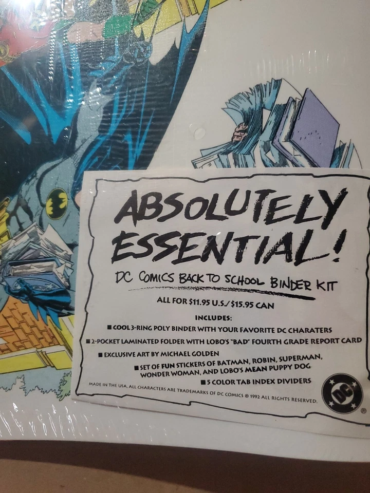 Kit de carpeta de regreso a la escuela DC Comics 1992 nuevo sellado de fábrica Foto 4 de 4