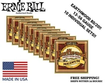 **10 SETS ERNIE BALL EARTHWOOD 80/20 BRONZE MEDIUM ACOUSTIC GUITAR STRINGS 2002*