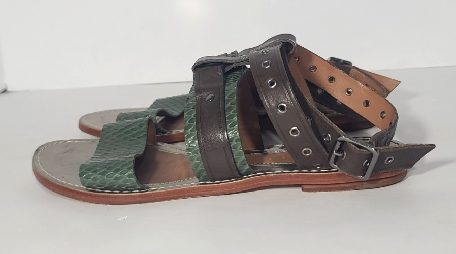 SAOLA Sandali Ulli Anthropologie Leifsdottir suola in pelle verde US 8 EUR 38