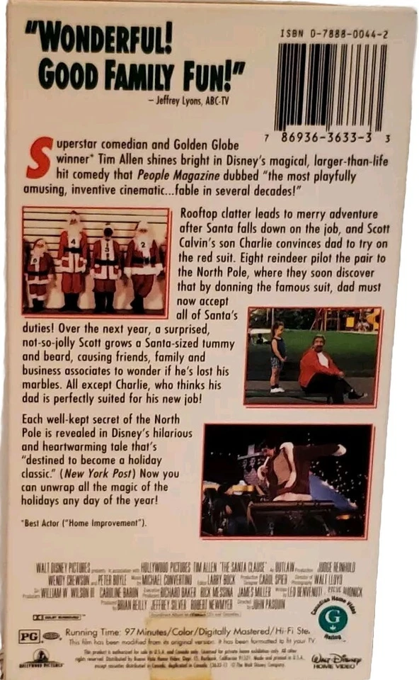 1995 Vintage The Santa Clause Movie VHS Tape Tim Allen Christmas Disney Vintage - Image 2 of 3