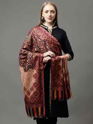 Kashmiri Indian Wool Winter Woolen Wrap Women's Shawl Scarf